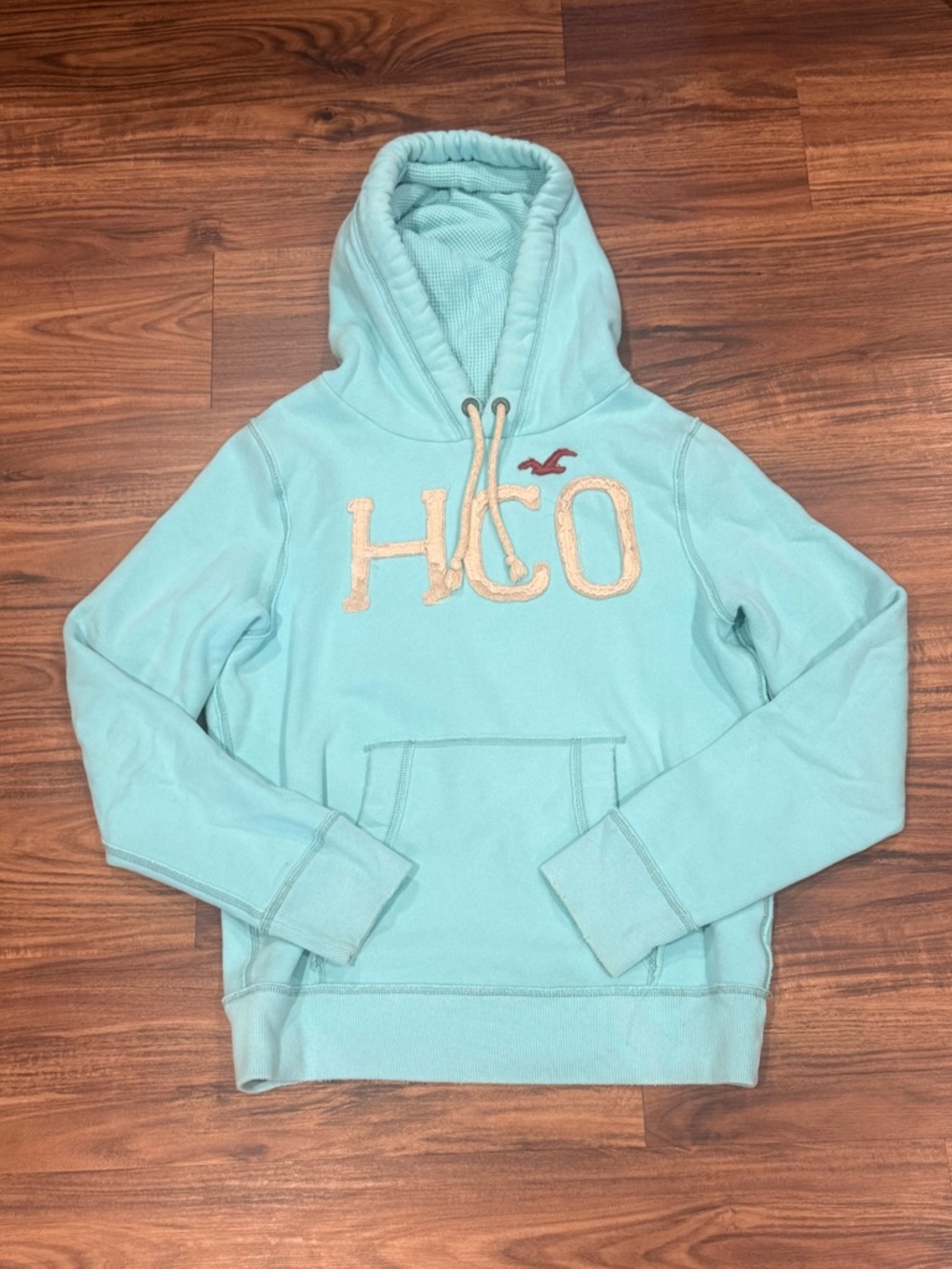 Vintage Y2K Hollister HCO Surf Thermal
Lined Hoodie Teal Mallcore Beach Medium